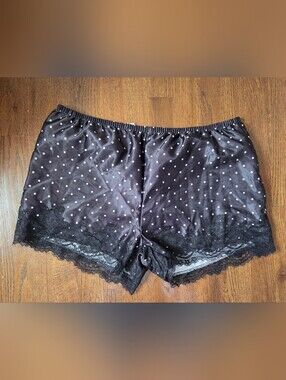 New Zoe + Liv Womens Largr Black Polkadot Satin Pajama Shorts